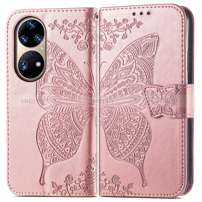 Coque Portefeuille Papillon Livre Cuir Etui Clapet pour Huawei P50 Plus