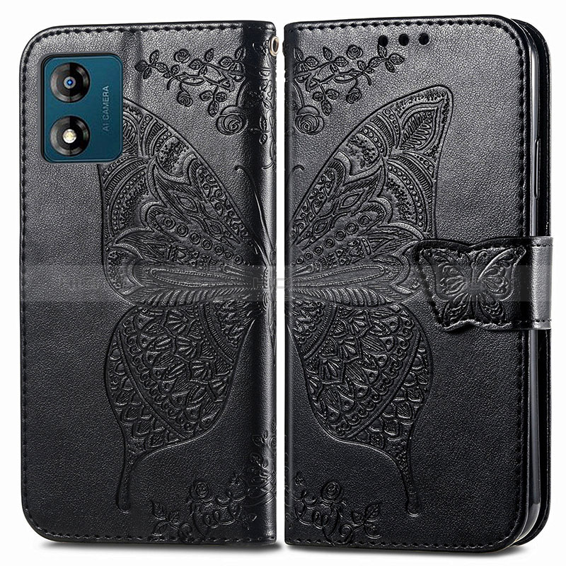 Coque Portefeuille Papillon Livre Cuir Etui Clapet pour Motorola Moto E13 Plus