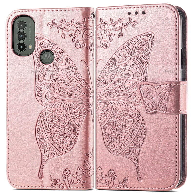 Coque Portefeuille Papillon Livre Cuir Etui Clapet pour Motorola Moto E30 Plus