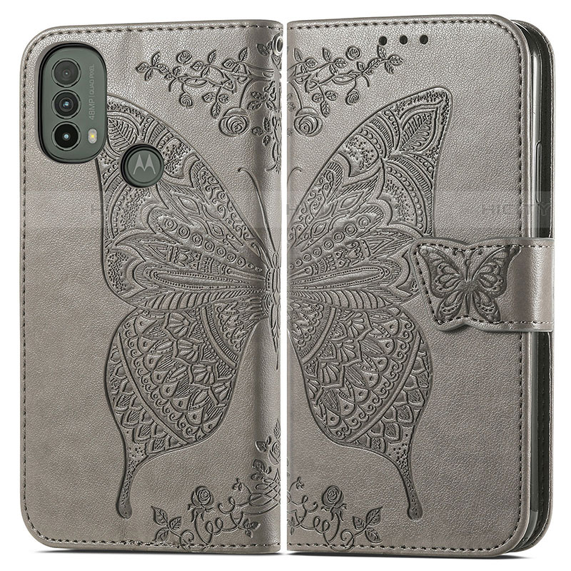 Coque Portefeuille Papillon Livre Cuir Etui Clapet pour Motorola Moto E30 Plus