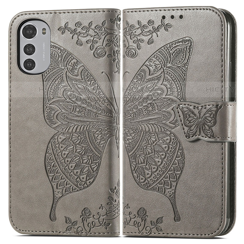 Coque Portefeuille Papillon Livre Cuir Etui Clapet pour Motorola Moto E32 Plus