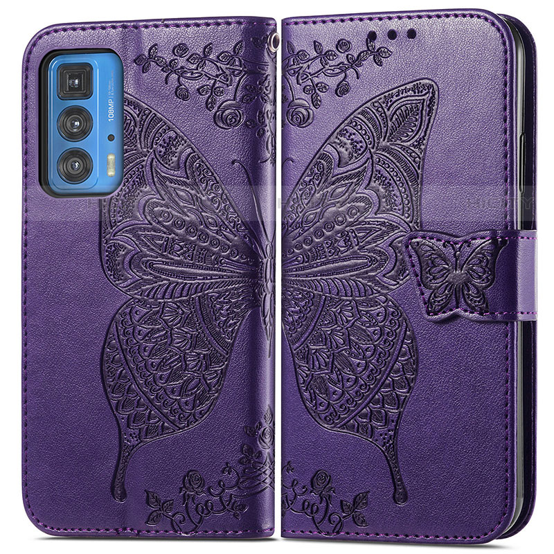 Coque Portefeuille Papillon Livre Cuir Etui Clapet pour Motorola Moto Edge 20 Pro 5G Plus