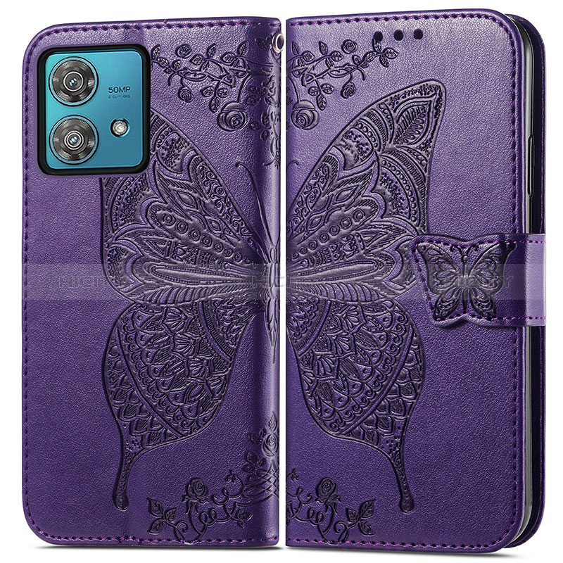 Coque Portefeuille Papillon Livre Cuir Etui Clapet pour Motorola Moto Edge 40 Neo 5G Plus