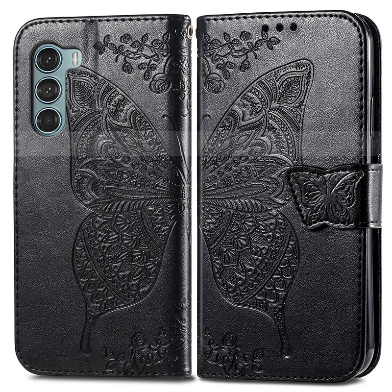 Coque Portefeuille Papillon Livre Cuir Etui Clapet pour Motorola Moto Edge S30 5G Noir Plus