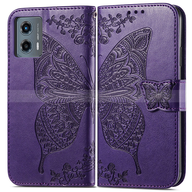 Coque Portefeuille Papillon Livre Cuir Etui Clapet pour Motorola Moto G 5G (2023) Plus