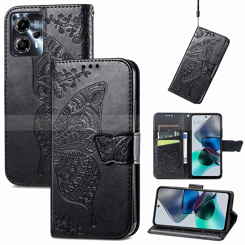 Coque Portefeuille Papillon Livre Cuir Etui Clapet pour Motorola Moto G13 Plus