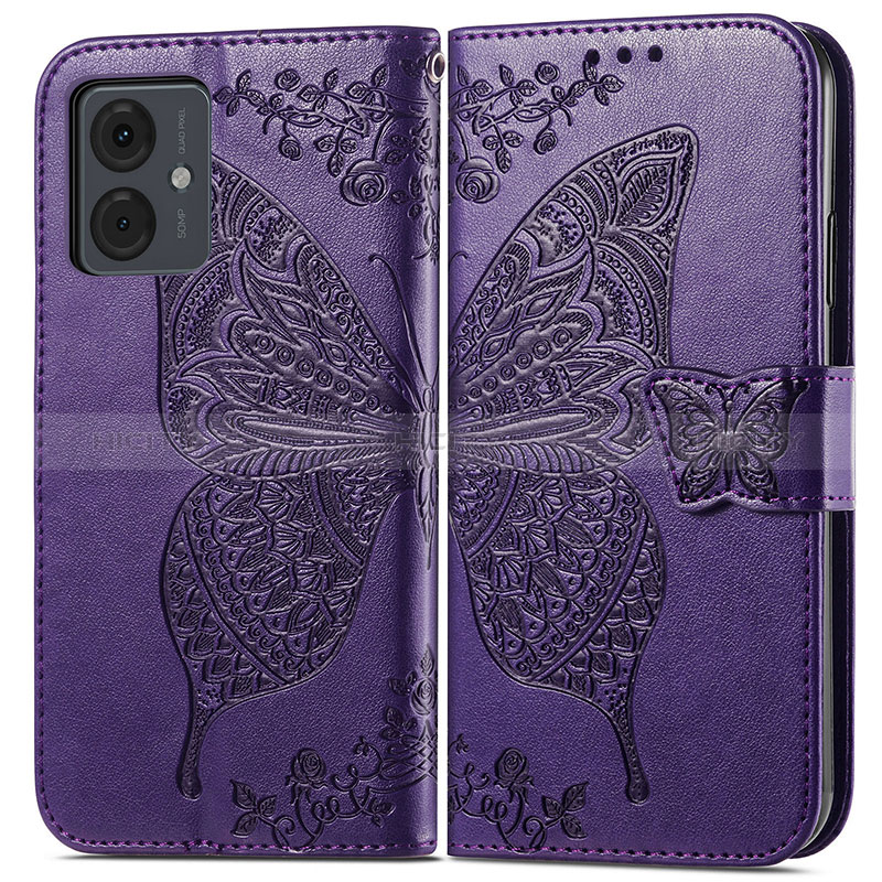 Coque Portefeuille Papillon Livre Cuir Etui Clapet pour Motorola Moto G14 Plus