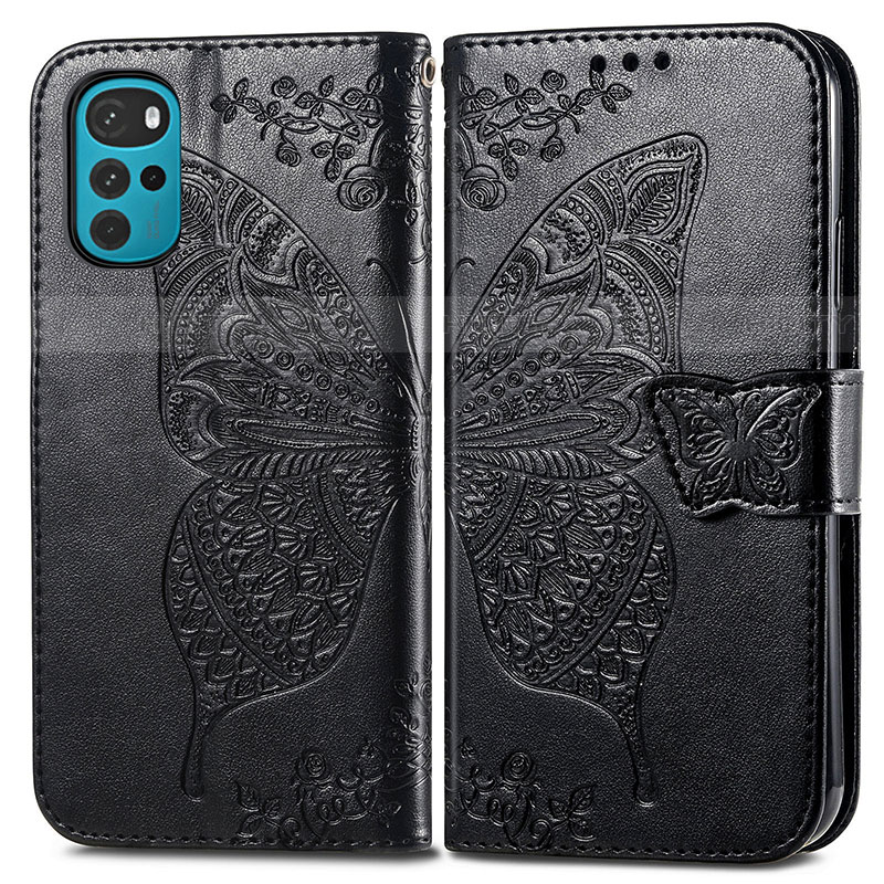 Coque Portefeuille Papillon Livre Cuir Etui Clapet pour Motorola Moto G22 Plus