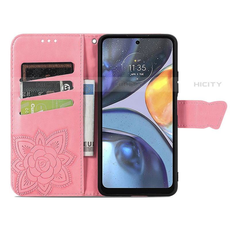 Coque Portefeuille Papillon Livre Cuir Etui Clapet pour Motorola Moto G22 Plus