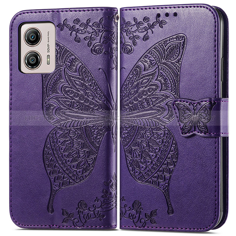 Coque Portefeuille Papillon Livre Cuir Etui Clapet pour Motorola Moto G53 5G Plus