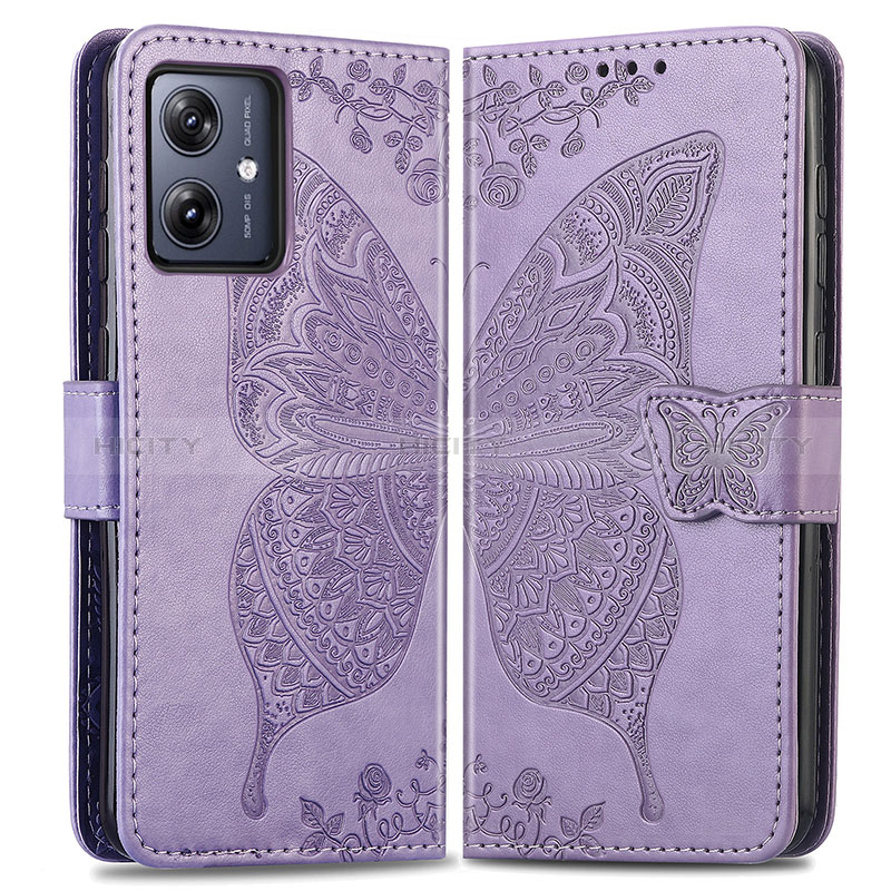 Coque Portefeuille Papillon Livre Cuir Etui Clapet pour Motorola Moto G54 5G Plus