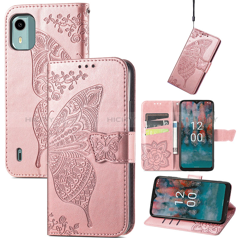 Coque Portefeuille Papillon Livre Cuir Etui Clapet pour Nokia C12 Plus