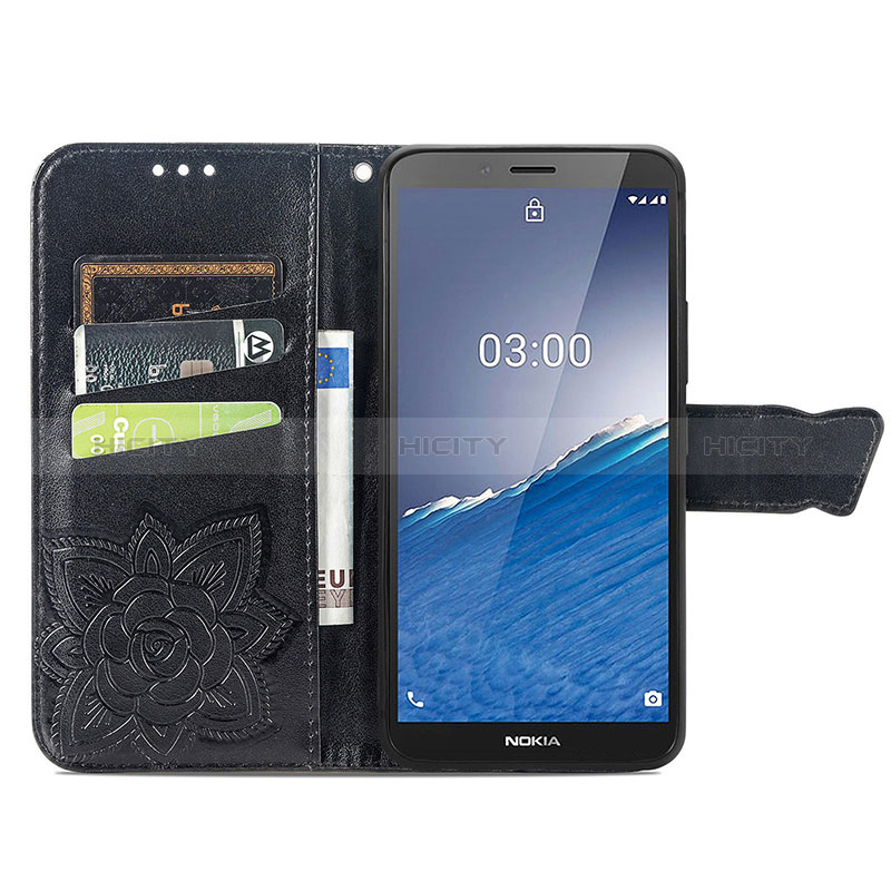 Coque Portefeuille Papillon Livre Cuir Etui Clapet pour Nokia C3 Plus