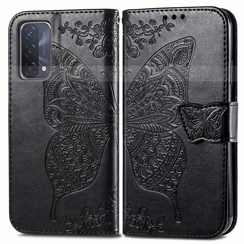 Coque Portefeuille Papillon Livre Cuir Etui Clapet pour OnePlus Nord N200 5G Noir Plus