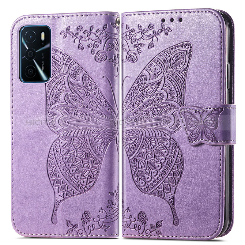 Coque Portefeuille Papillon Livre Cuir Etui Clapet pour Oppo A16 Plus