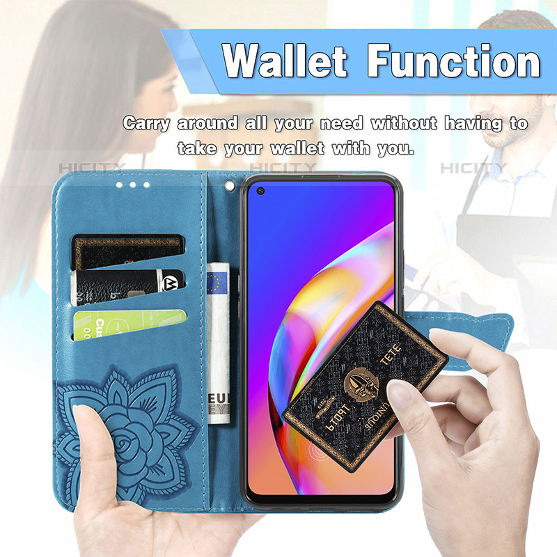 Coque Portefeuille Papillon Livre Cuir Etui Clapet pour Oppo A94 4G Plus