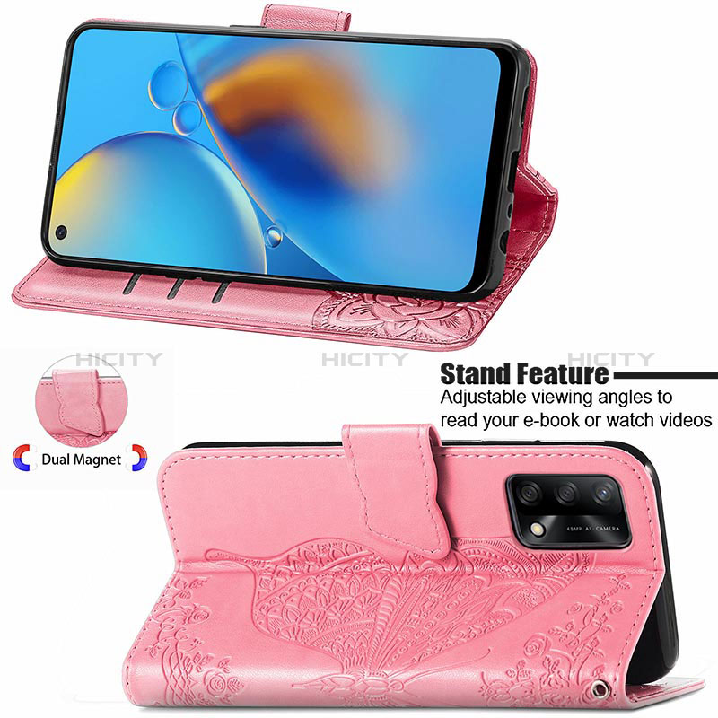 Coque Portefeuille Papillon Livre Cuir Etui Clapet pour Oppo A95 4G Plus