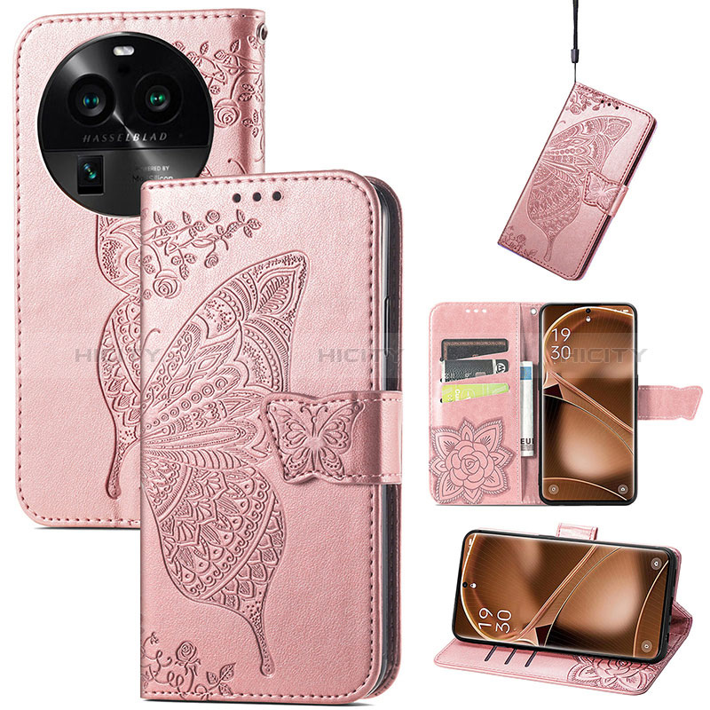 Coque Portefeuille Papillon Livre Cuir Etui Clapet pour Oppo Find X6 Pro 5G Plus