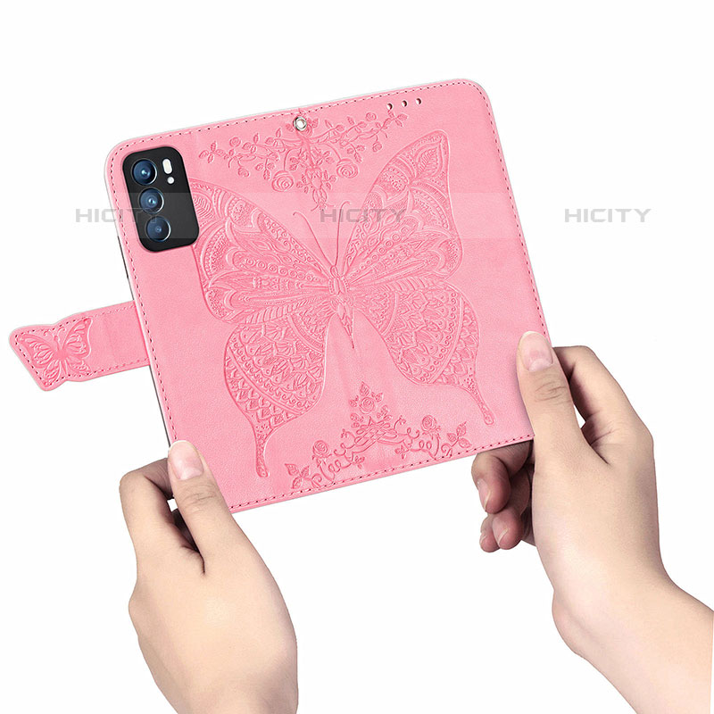 Coque Portefeuille Papillon Livre Cuir Etui Clapet pour Oppo Reno6 5G Plus