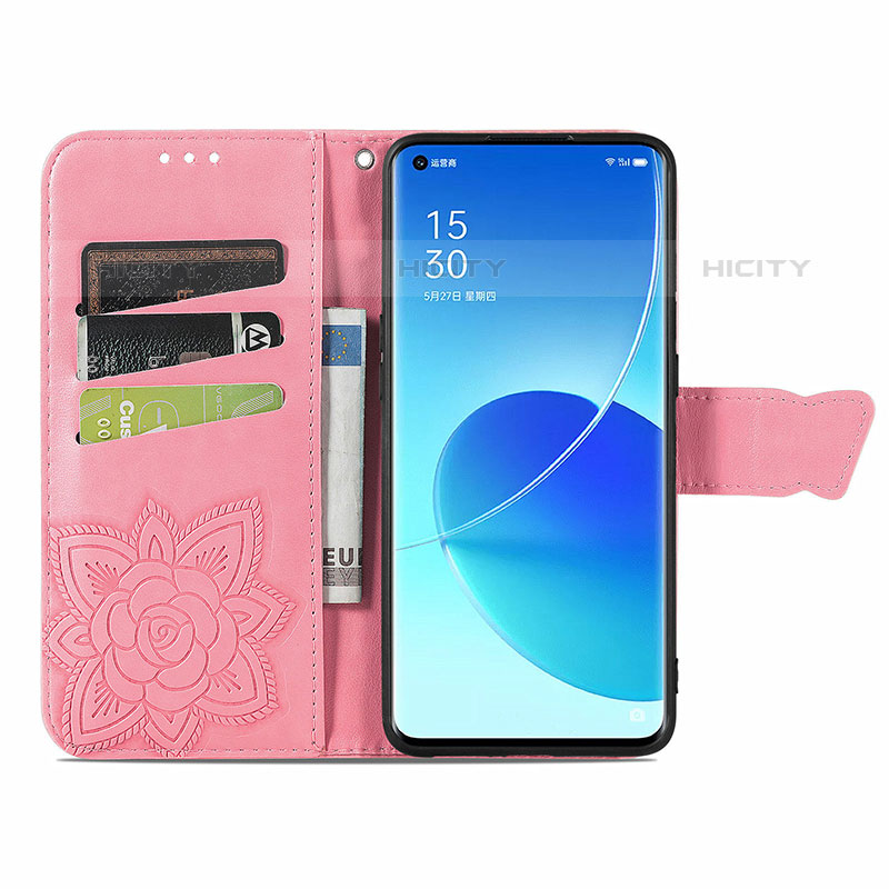 Coque Portefeuille Papillon Livre Cuir Etui Clapet pour Oppo Reno6 Pro 5G India Plus