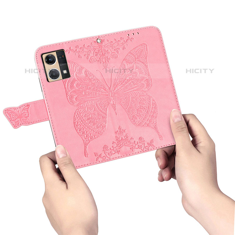 Coque Portefeuille Papillon Livre Cuir Etui Clapet pour Oppo Reno7 4G Plus