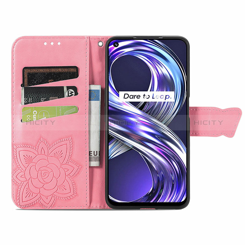 Coque Portefeuille Papillon Livre Cuir Etui Clapet pour Realme 8i Plus