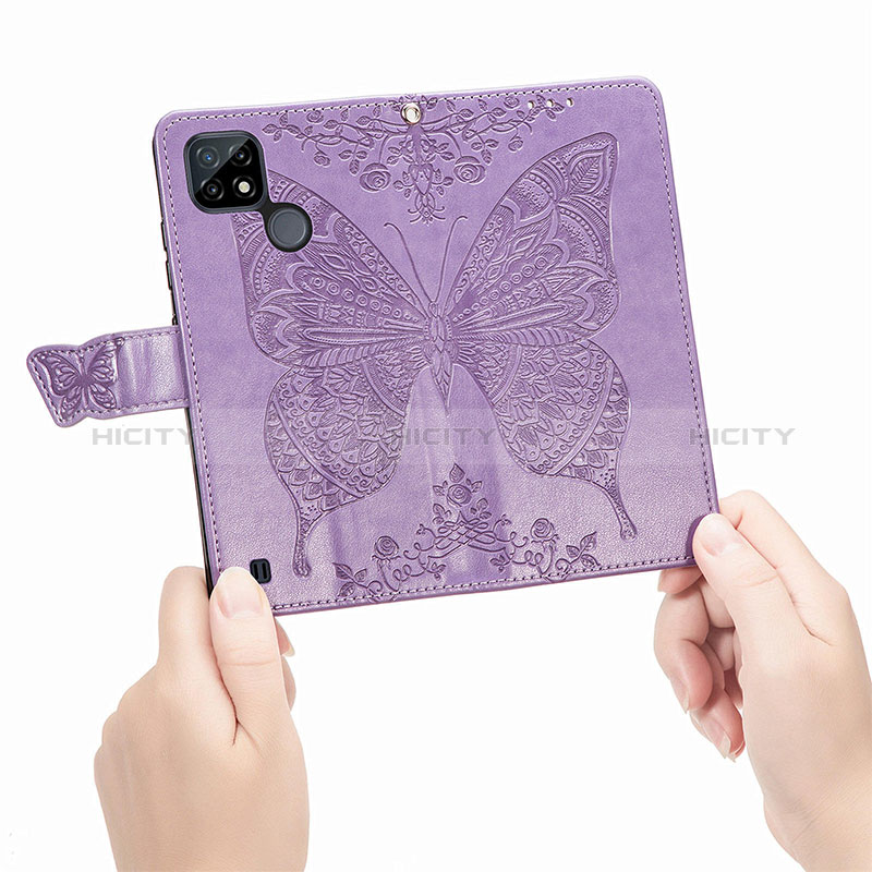 Coque Portefeuille Papillon Livre Cuir Etui Clapet pour Realme C21Y Plus