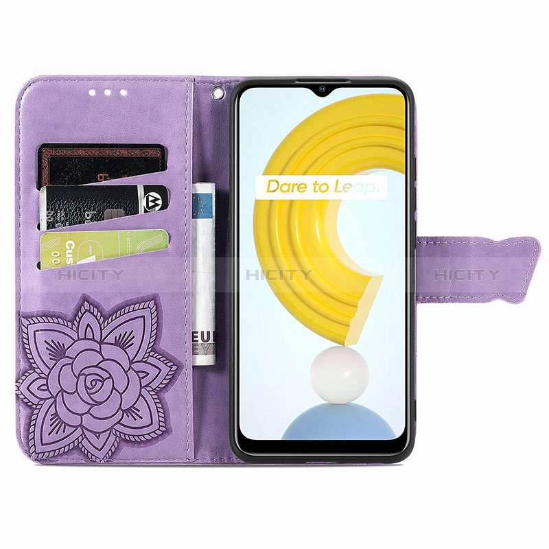 Coque Portefeuille Papillon Livre Cuir Etui Clapet pour Realme C21Y Plus