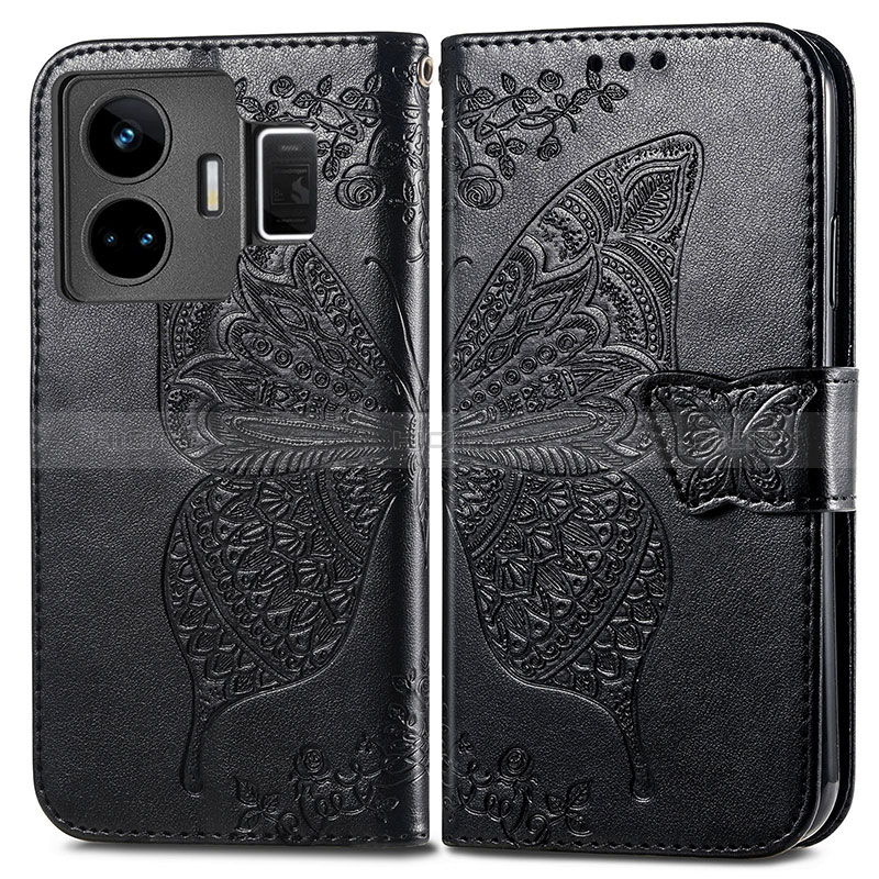 Coque Portefeuille Papillon Livre Cuir Etui Clapet pour Realme GT Neo5 5G Noir Plus