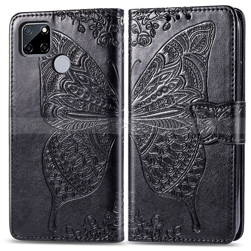 Coque Portefeuille Papillon Livre Cuir Etui Clapet pour Realme Narzo 20 Noir Plus