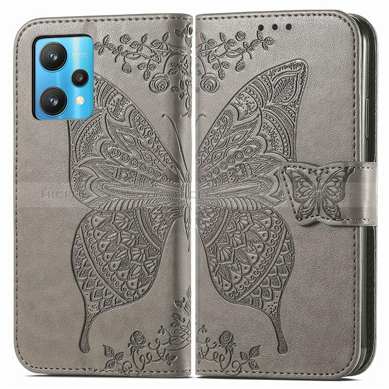 Coque Portefeuille Papillon Livre Cuir Etui Clapet pour Realme Narzo 50 Pro 5G Gris Plus