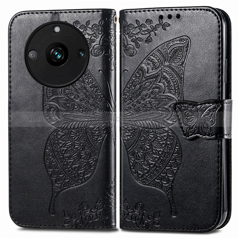 Coque Portefeuille Papillon Livre Cuir Etui Clapet pour Realme Narzo 60 Pro 5G Noir Plus