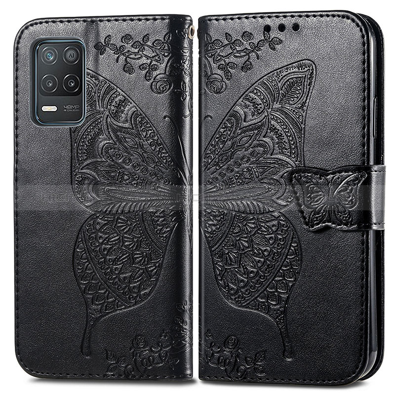 Coque Portefeuille Papillon Livre Cuir Etui Clapet pour Realme Q3 5G Noir Plus