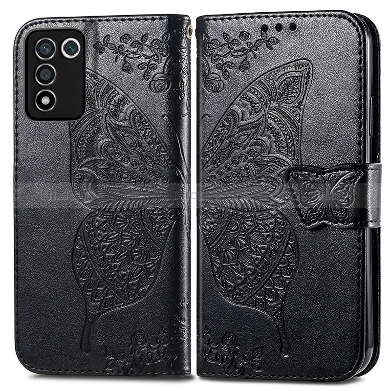 Coque Portefeuille Papillon Livre Cuir Etui Clapet pour Realme Q3s 5G Noir Plus