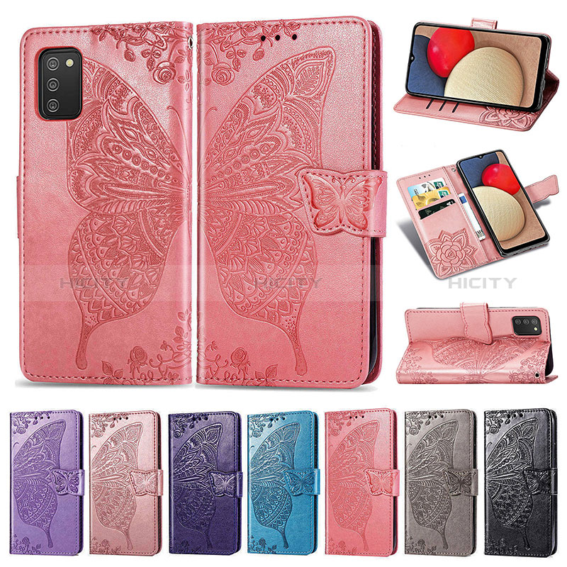 Coque Portefeuille Papillon Livre Cuir Etui Clapet pour Samsung Galaxy A02s Plus