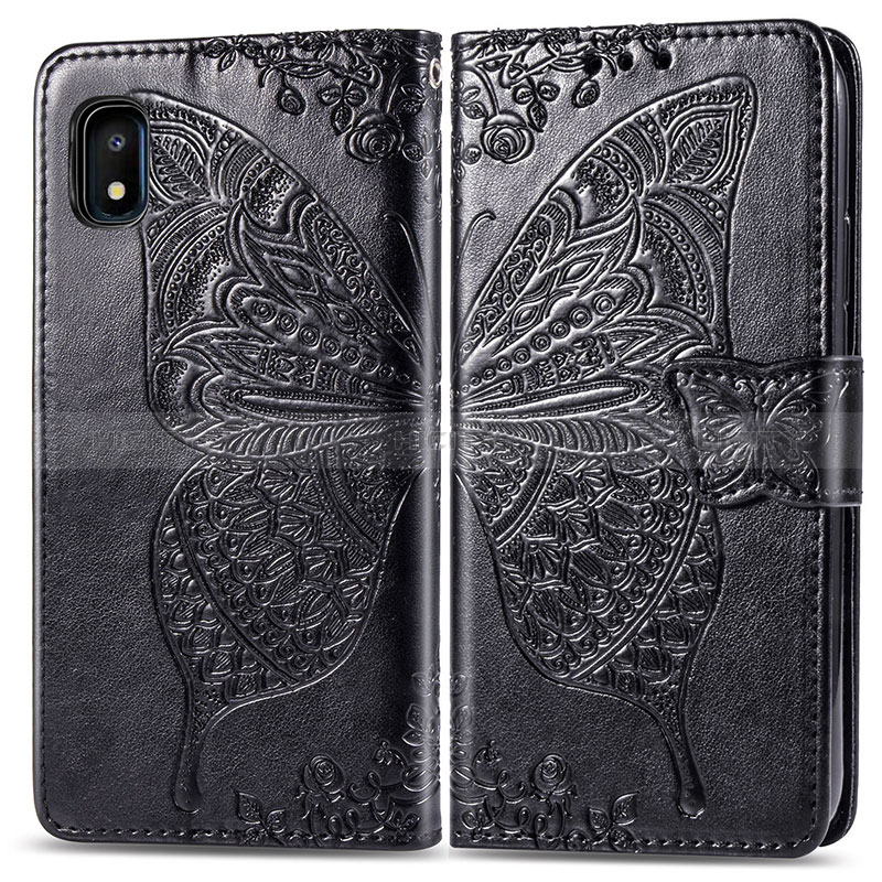 Coque Portefeuille Papillon Livre Cuir Etui Clapet pour Samsung Galaxy A10e Noir Plus