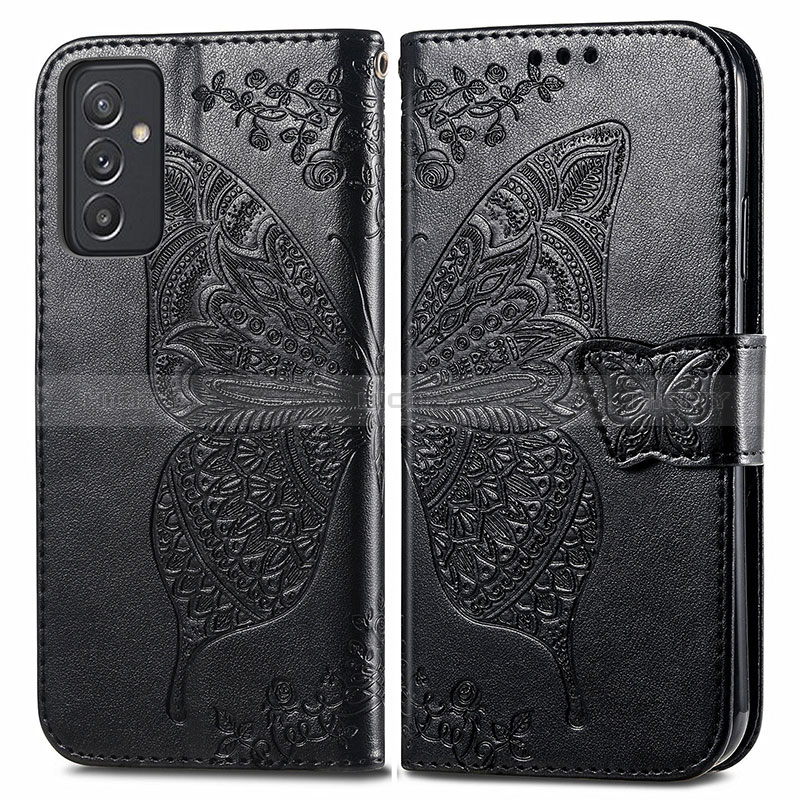 Coque Portefeuille Papillon Livre Cuir Etui Clapet pour Samsung Galaxy A15 5G Noir Plus