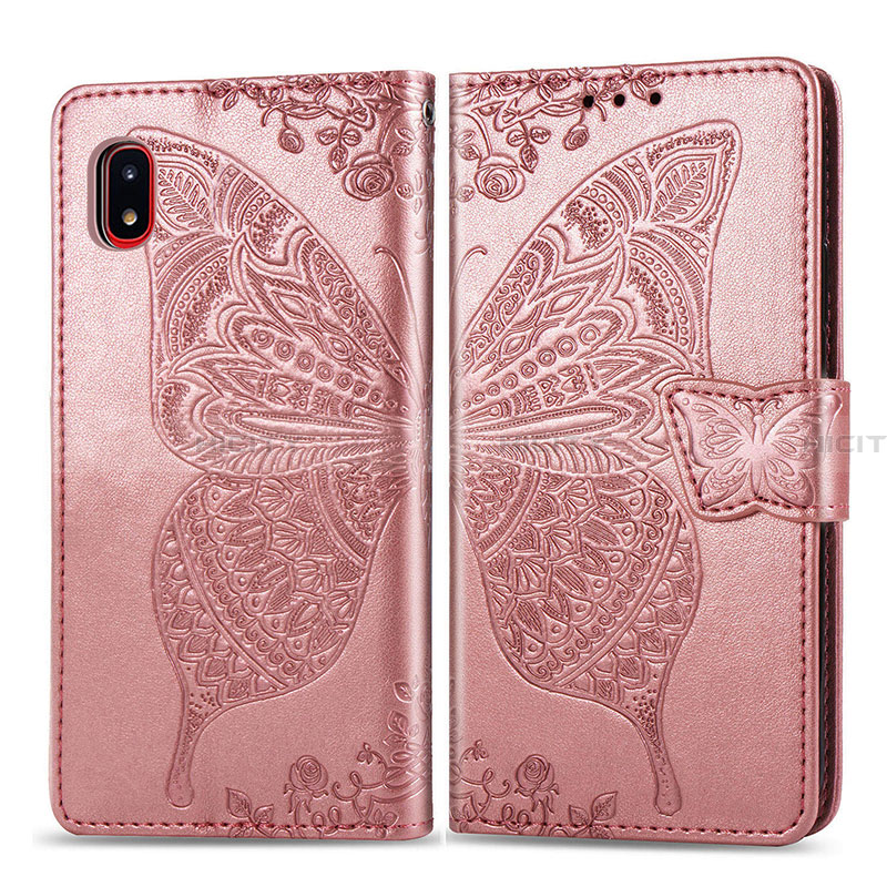 Coque Portefeuille Papillon Livre Cuir Etui Clapet pour Samsung Galaxy A20 SC-02M SCV46 Rose Plus