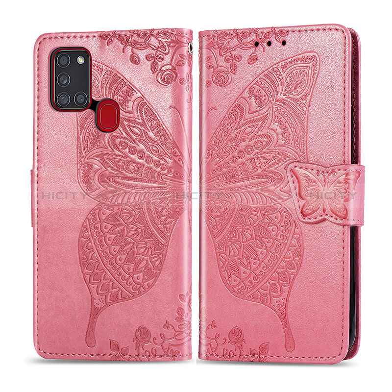 Coque Portefeuille Papillon Livre Cuir Etui Clapet pour Samsung Galaxy A21s Plus