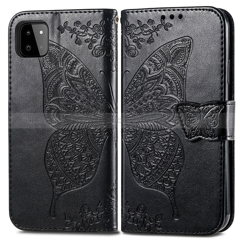 Coque Portefeuille Papillon Livre Cuir Etui Clapet pour Samsung Galaxy A22s 5G Noir Plus