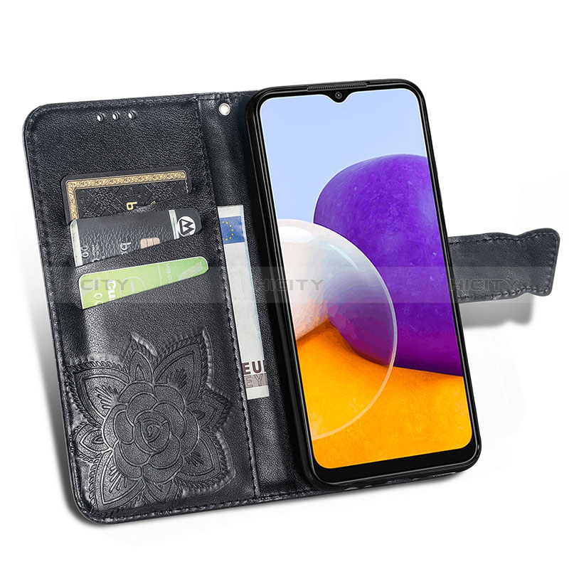 Coque Portefeuille Papillon Livre Cuir Etui Clapet pour Samsung Galaxy A22s 5G Plus