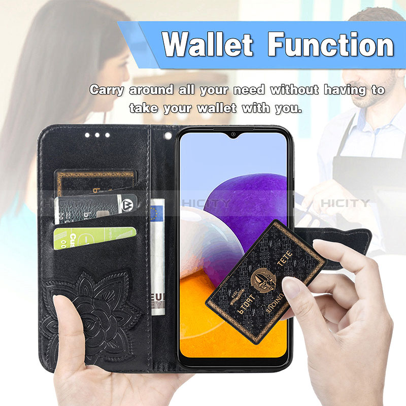 Coque Portefeuille Papillon Livre Cuir Etui Clapet pour Samsung Galaxy A22s 5G Plus