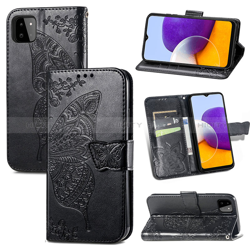 Coque Portefeuille Papillon Livre Cuir Etui Clapet pour Samsung Galaxy A22s 5G Plus