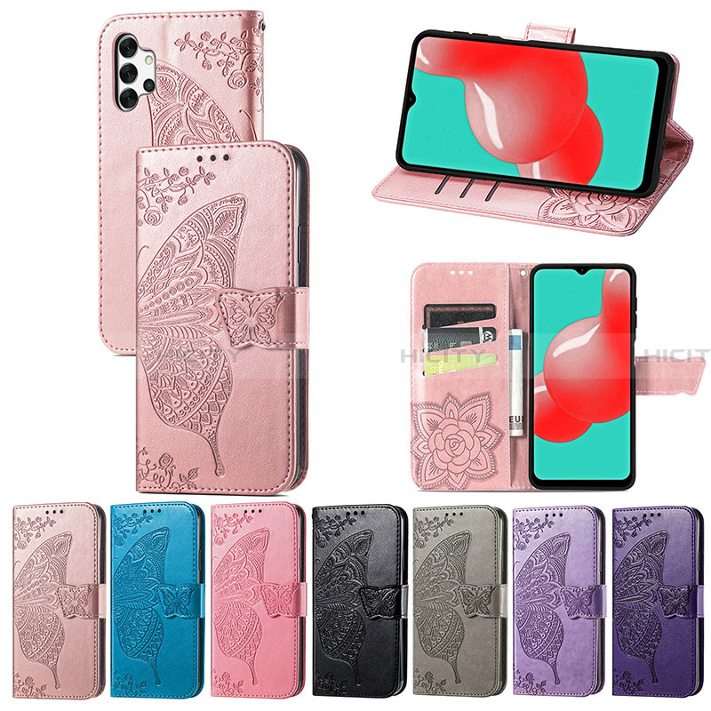 Coque Portefeuille Papillon Livre Cuir Etui Clapet pour Samsung Galaxy A32 4G Plus