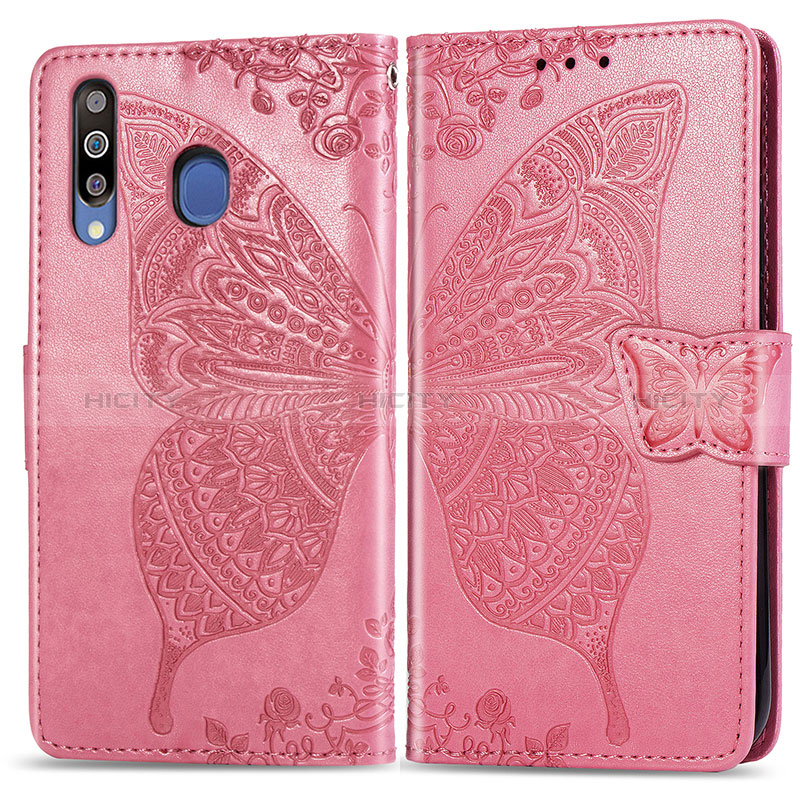 Coque Portefeuille Papillon Livre Cuir Etui Clapet pour Samsung Galaxy A40s Rose Rouge Plus