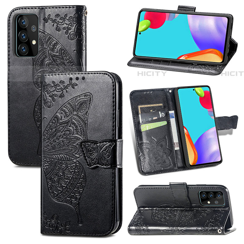 Coque Portefeuille Papillon Livre Cuir Etui Clapet pour Samsung Galaxy A52 5G Plus