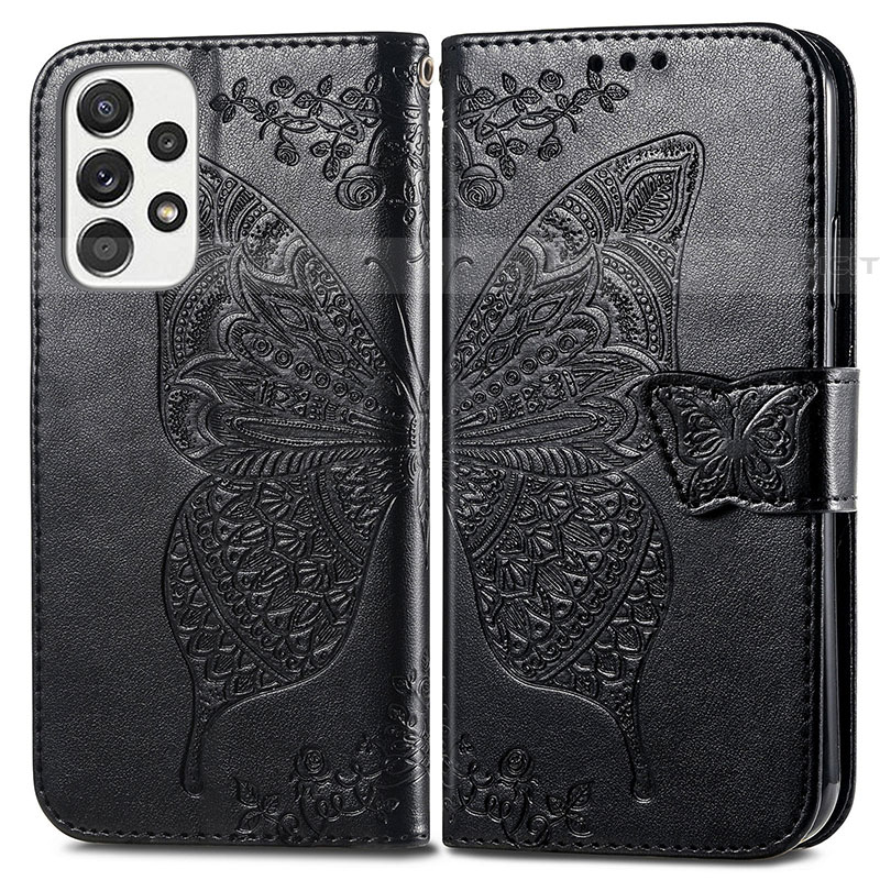 Coque Portefeuille Papillon Livre Cuir Etui Clapet pour Samsung Galaxy A53 5G Noir Plus