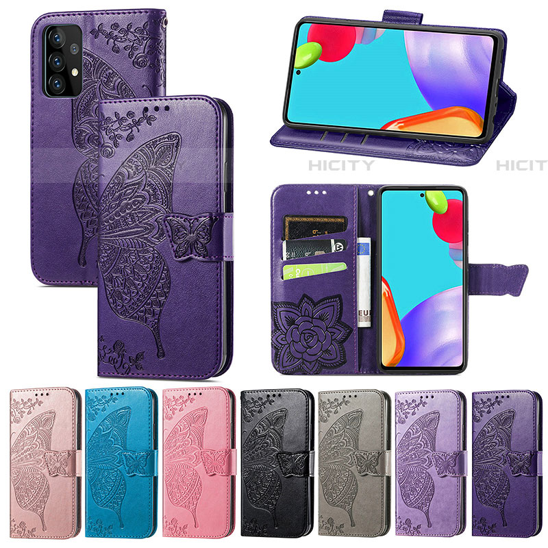 Coque Portefeuille Papillon Livre Cuir Etui Clapet pour Samsung Galaxy A72 5G Plus