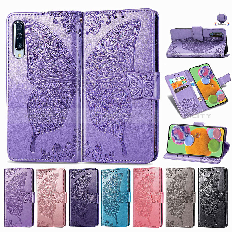 Coque Portefeuille Papillon Livre Cuir Etui Clapet pour Samsung Galaxy A90 5G Plus