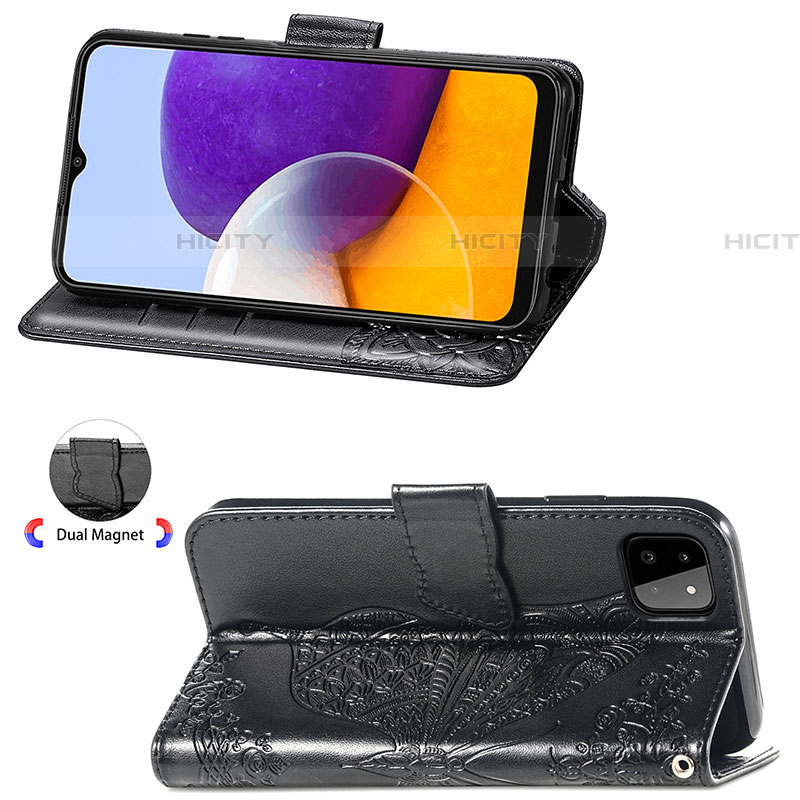 Coque Portefeuille Papillon Livre Cuir Etui Clapet pour Samsung Galaxy F42 5G Plus